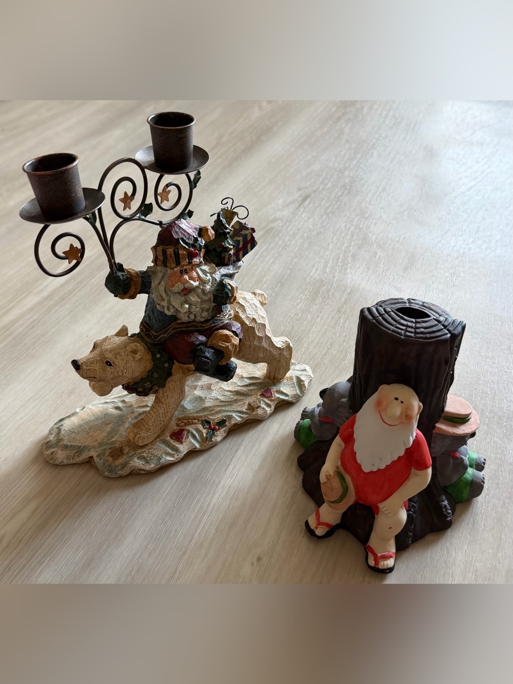 Vintage 90s Santa Claus Candle Holders
